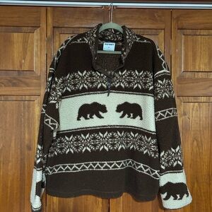 Old Navy Brown and Cream Zip-Up Sweater